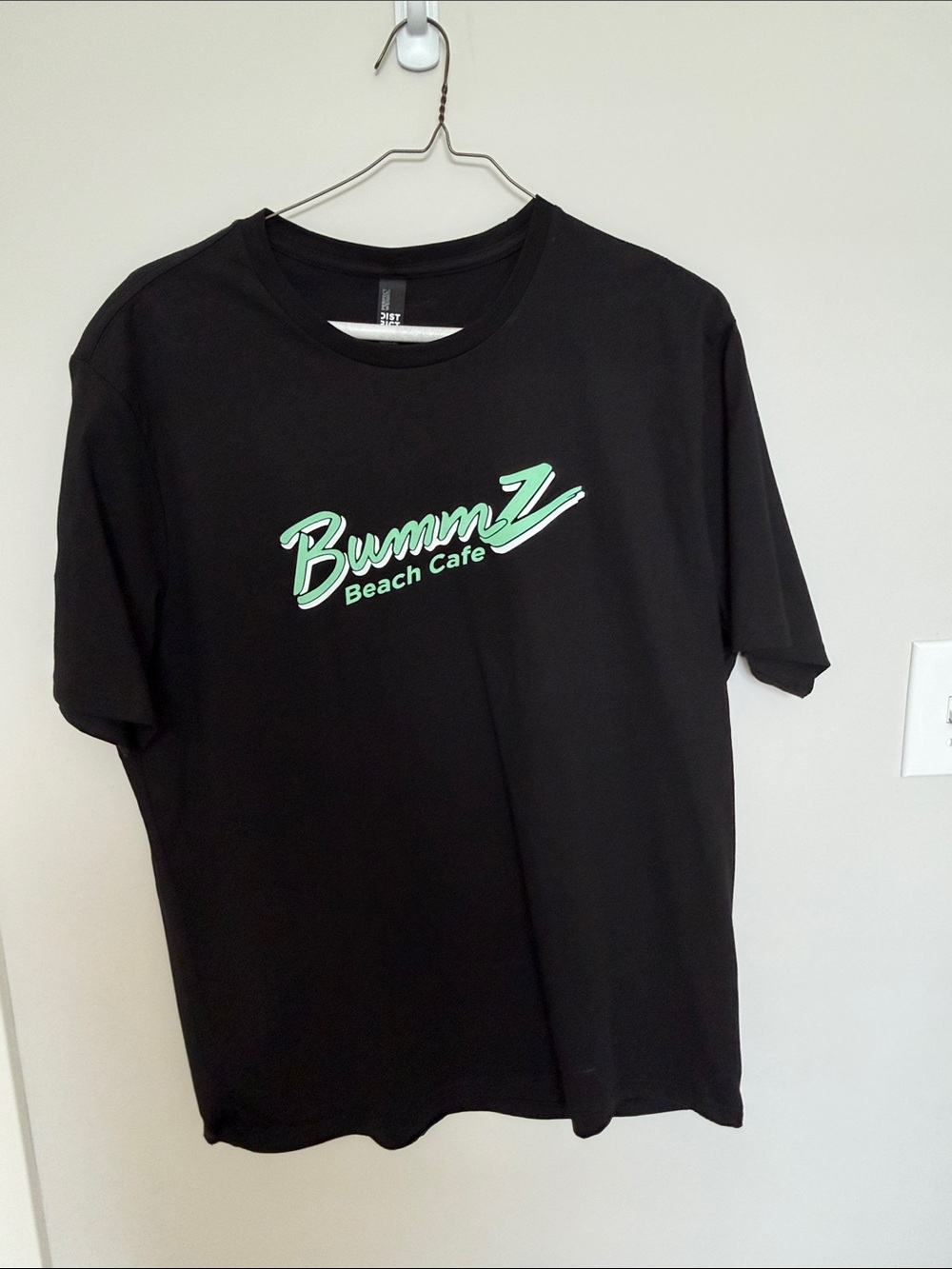 District Black Tee with Mint Green Bummz Beach Cafe Logo -XL